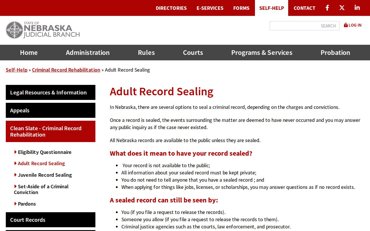 Hamlet criminal history and Nebraska adult record sealing