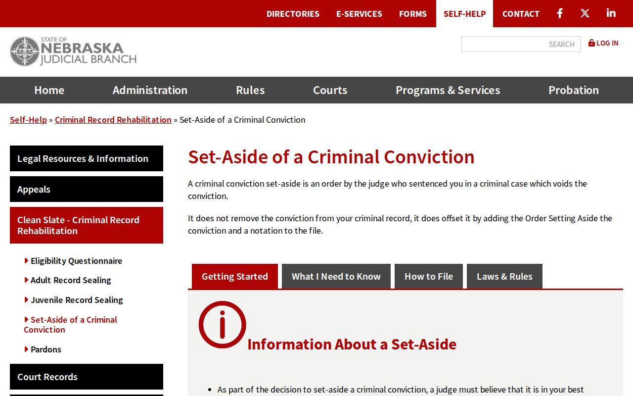 Hamlet criminal records and Nebraska conviction set-aside forms