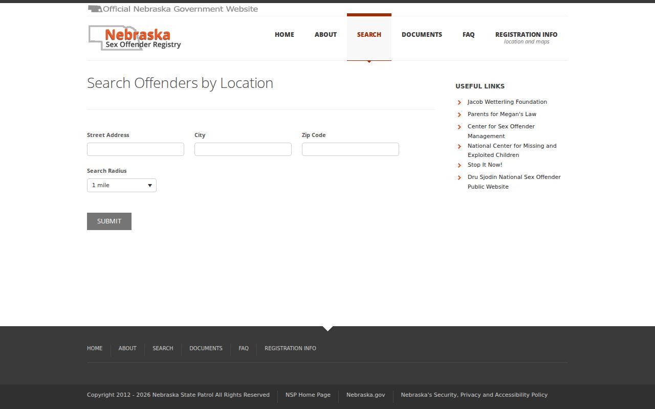 Hayes County sex offender registry location and radius fields
